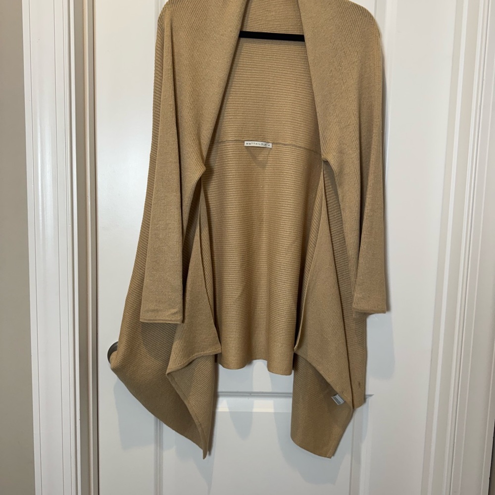 Tan Knit Shrug with Flowing Silhouette